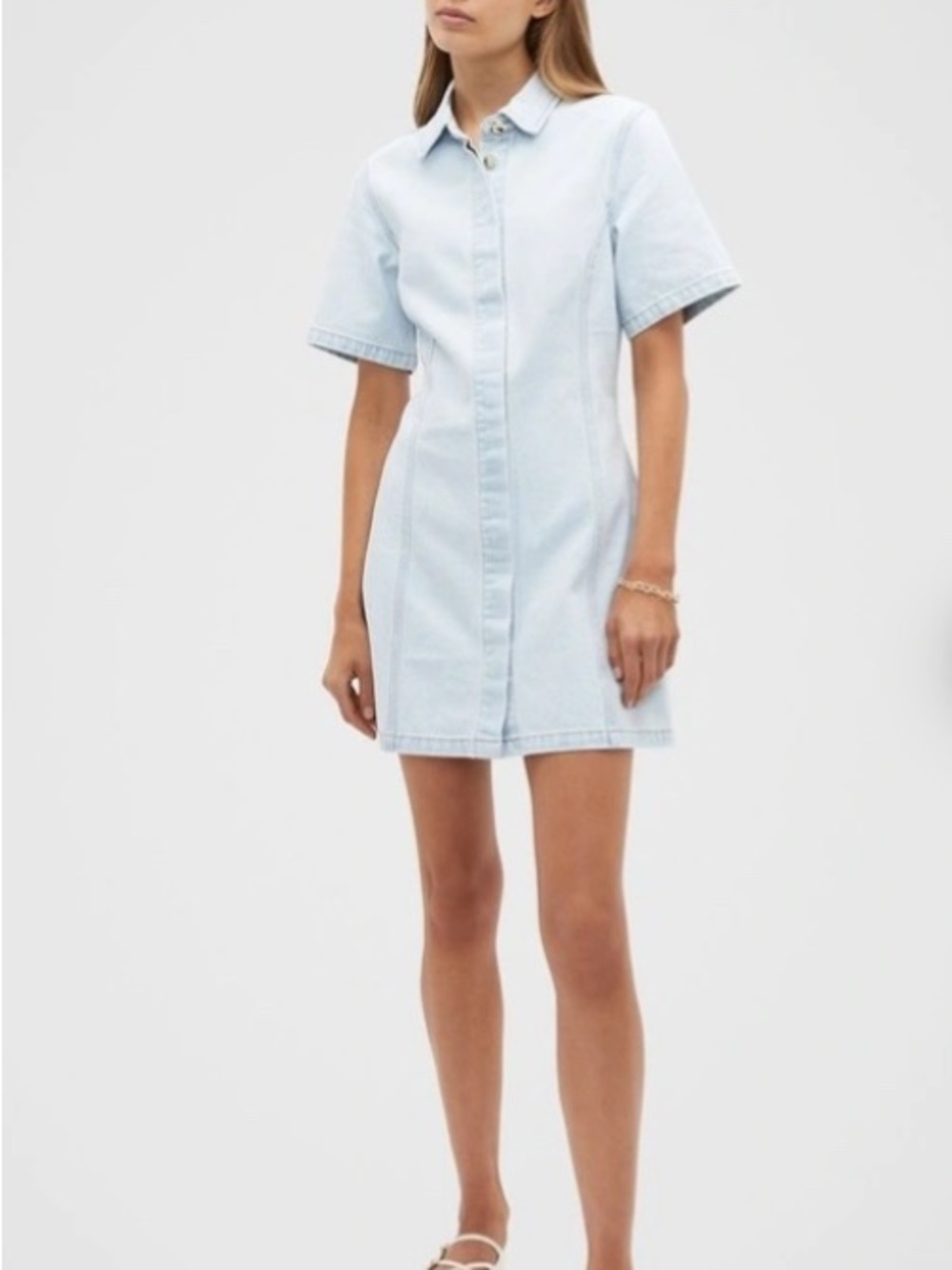 Seed Heritage Light Blue Short Sleeve Denim Mini Dress